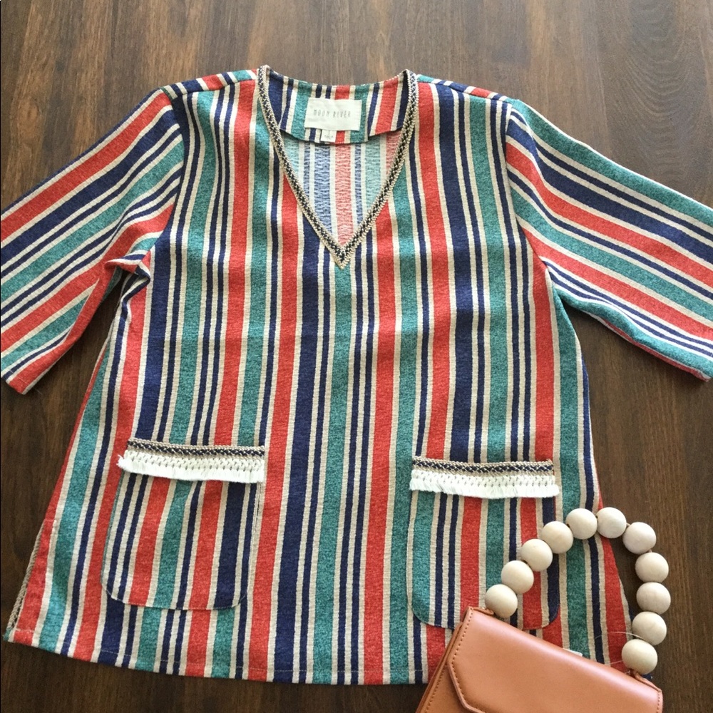Moon River colorful gauze striped tunic